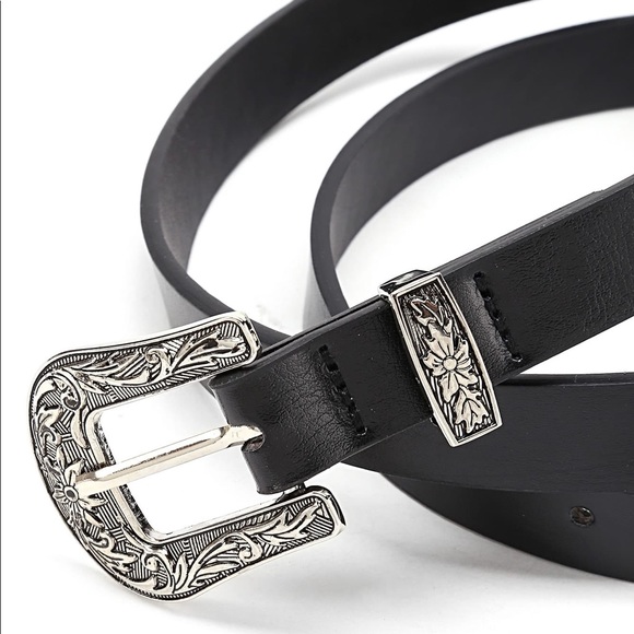 Western black belt silver vegan leather - Picture 4 of 4